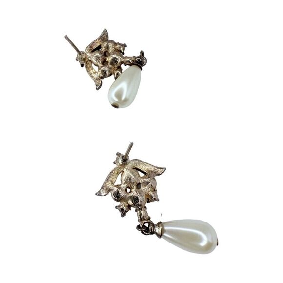 VTG White Faux Pearl Jewelry Set Necklace Earrings Teardrop Wedding Jewelry - Picture 9 of 10